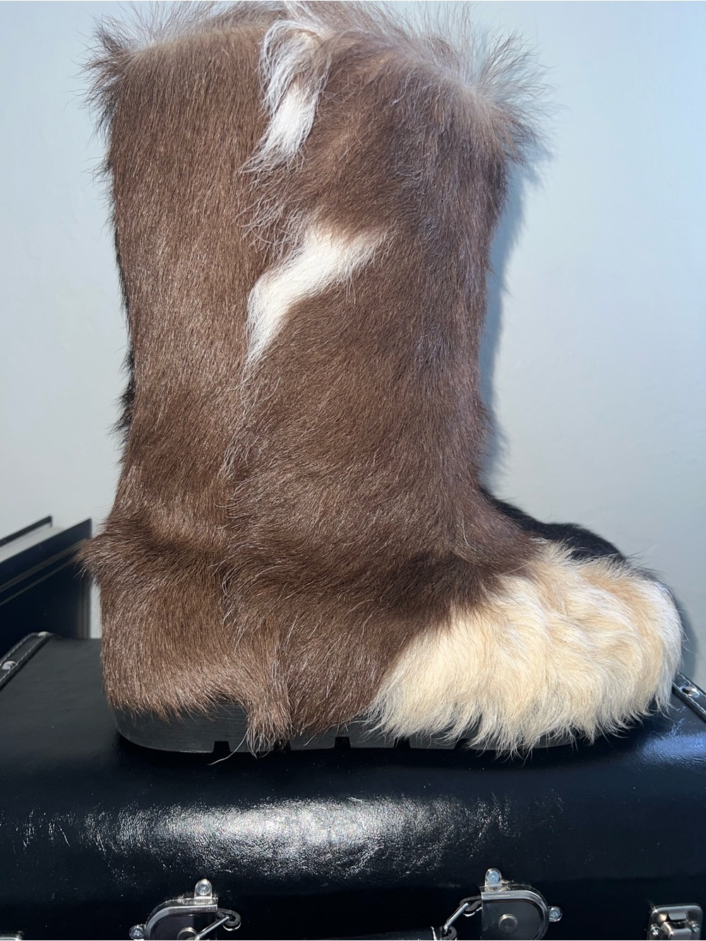 Women’s Brown and Cream Fur Winter Boots - Cozy Tall Boot - Picture 3 of 5